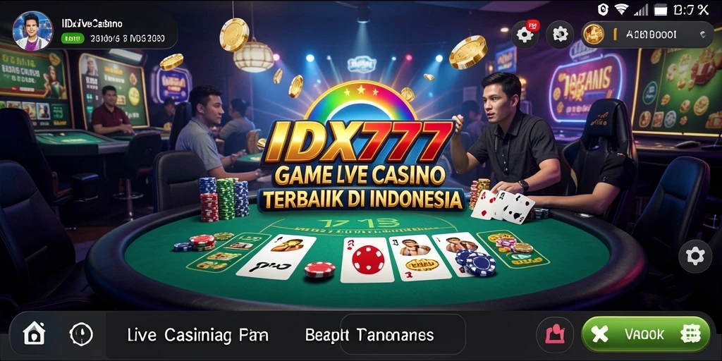 Tampilan screenshot gameplay IDX777 dengan dealer live yang berinteraksi.